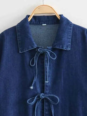 Denim Blouse Lace-Up Shirt & Outerwear
