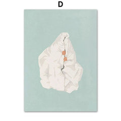 Laundry Girl Canvas – Nordic Washing Machine & Bathtub Wall Art - Muselune