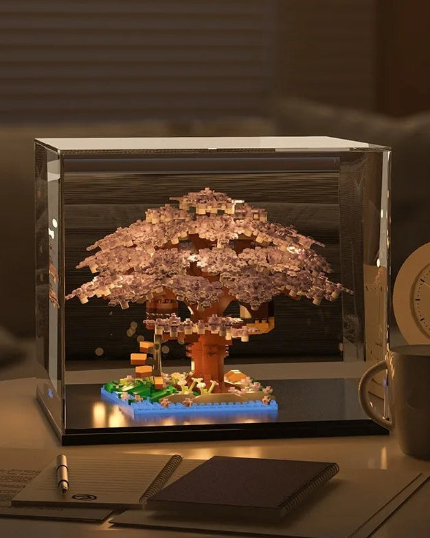 Pink Cherry Tree House Model Kit - Micro-particle Building Set - Muselune
