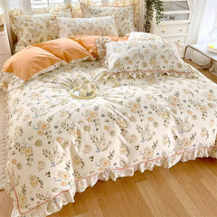 Floral Ruffle Quilt bedding – 100% Cotton - Muselune