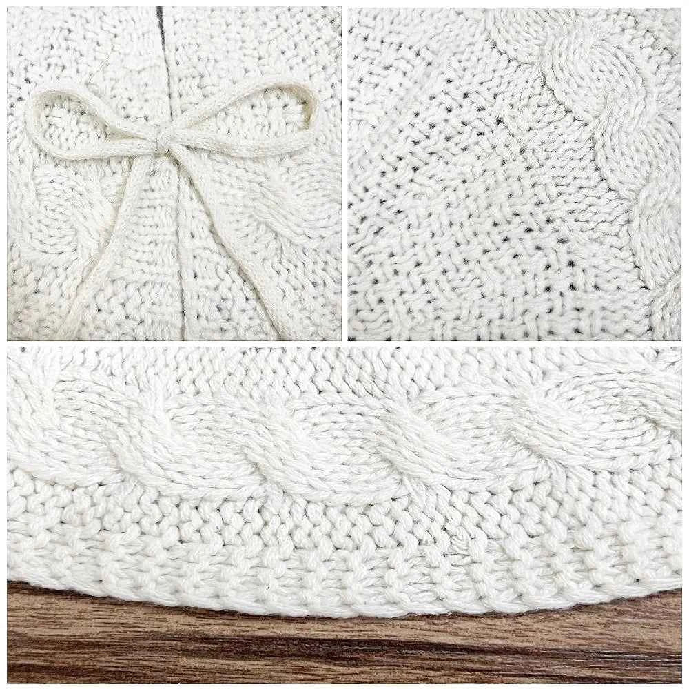 Knitted Red & White Christmas Tree Skirt/Mat - 18 inches