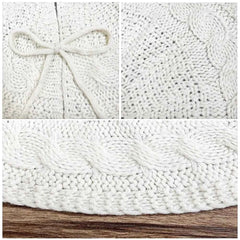 Knitted Red & White Christmas Tree Skirt/Mat - 18 inches