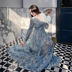 Muse Art Van Gogh Starry Painting Print dresses - Muselune