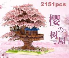 Pink Cherry Tree House Model Kit - Micro-particle Building Set Muse Living