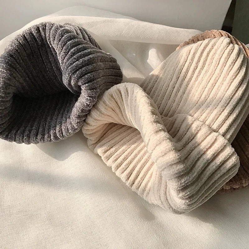 Solid Color Chenille Knitted Soft Leisure Hat Muselune