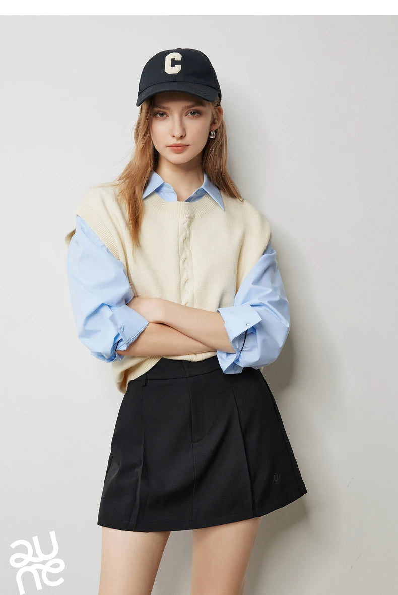 Autumn New Twisted Sleeveless V Neck Pullover Sweater Tops - Muselune