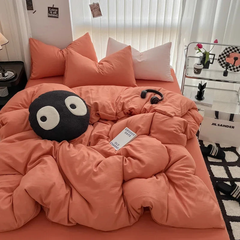 Pure Black Duvet Cover Microfiber Solid Color Bedding Set - Muselune