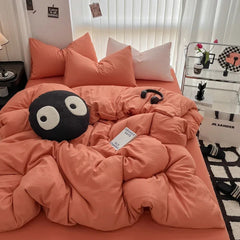 Pure Black Duvet Cover Microfiber Solid Color Bedding Set - Muselune