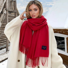 Solid Color Cashmere Thick Warm Shawls Christmas Red Scarves Muselune