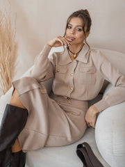 Elegant Vintage Knitted Skirt Set - Muselune