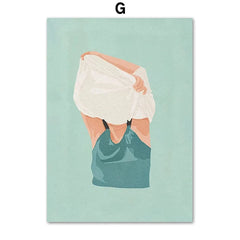 Laundry Girl Canvas – Nordic Washing Machine & Bathtub Wall Art - Muselune
