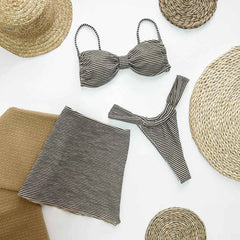 3-Piece Bikini Set – Micro Brazilian Swimsuit with Skirt - Muselune