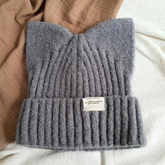 Cute Cat Ear Beanie Knitted Hap Muselune
