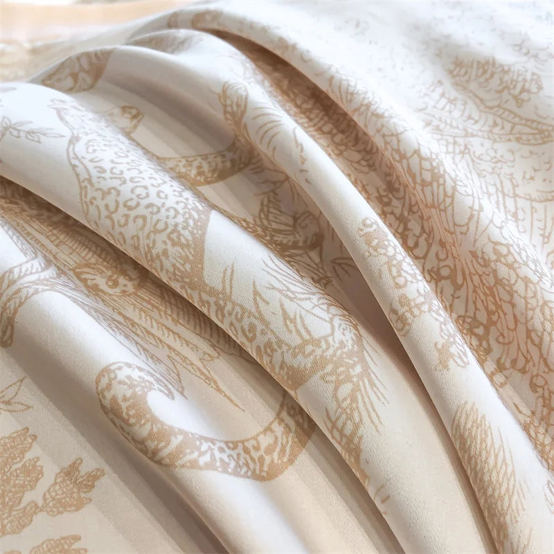 Silky Soft Lyocell Bedding Set – Eucalyptus Fiber, Forest & Leopard Print - Muselune