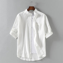 Stand Collar Mid-Sleeve Shirt - Spring & Summer - Muselune