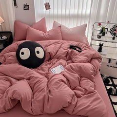 Pure Black Duvet Cover Microfiber Solid Color Bedding Set - Muselune