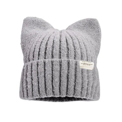Cute Cat Ear Beanie Knitted Hap Muselune