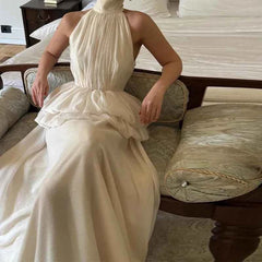 White O-neck Elegant Pleated Top Long Skirt Sets