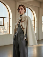 Freeacy Coat Buckle High Neck Cape Jackets Muselune