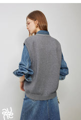 Autumn New Twisted Sleeveless V Neck Pullover Sweater Tops - Muselune