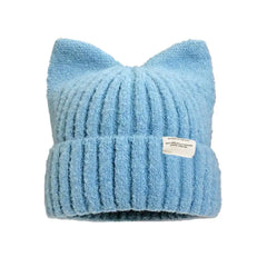 Cute Cat Ear Beanie Knitted Hap Muselune