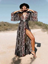 Boho Print Kimono Cover-Up – Belted Beach Dress - Muselune