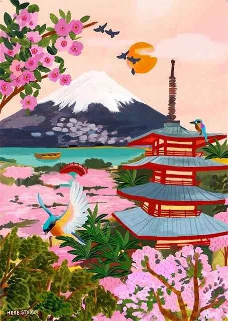 Colorful Mountain City Canvas – Abstract Travel-Inspired Wall Art - Muselune