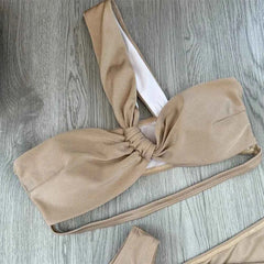 One-Shoulder Bikini Set – 3-Piece Swimwear with Cover-Up Skirt - Muselune