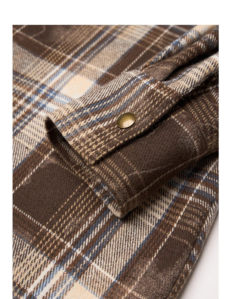Autumn Plaid Long Sleeve Turn Down Shirt Muselune