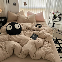 Pure Black Duvet Cover Microfiber Solid Color Bedding Set - Muselune