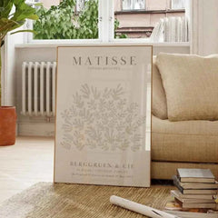 Mid-Century Beige Gallery Canvas – Matisse & Picasso Exhibition Art - Muselune