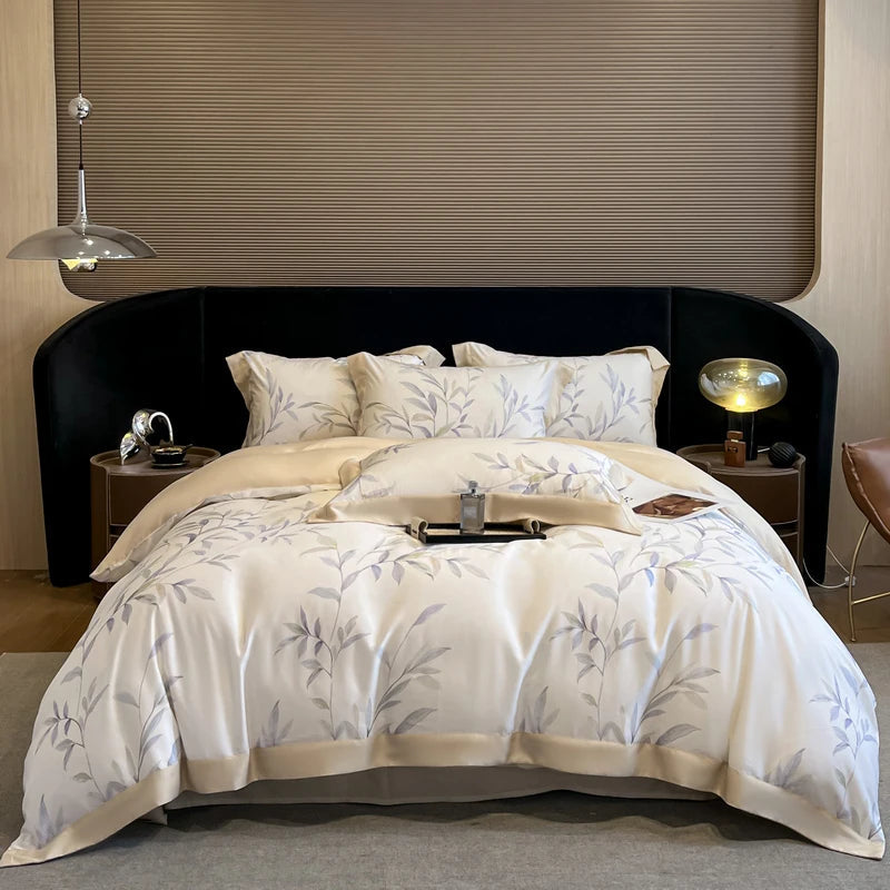 Luxury Fiber Soft Silky Duvet Flowers and Plants Bedding Set - Muselune