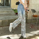 Lace Floral Hollow-Out Jeans – High Waist Slim Fit Streetwear - Muselune