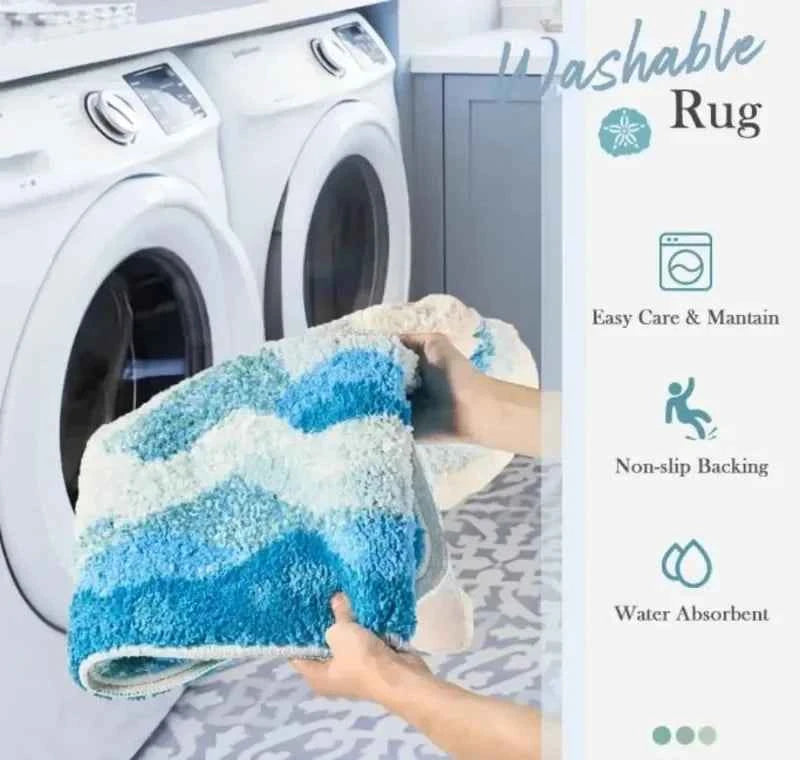 Ocean Wave Tufted Rug – Aesthetic Non-Slip Plush Carpet - Muselune