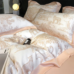 Silky Soft Lyocell Bedding Set – Eucalyptus Fiber, Forest & Leopard Print - Muselune