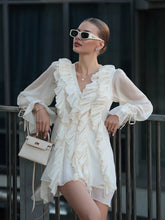 French Deep V Chiffon Mini Dress Skirt - Muselune