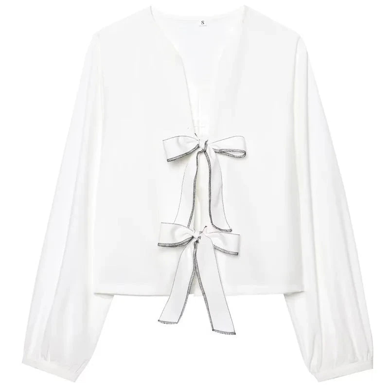 TRAF Women’s Striped Cropped Shirt - Muselune