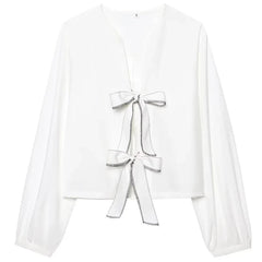 TRAF Women’s Striped Cropped Shirt - Muselune