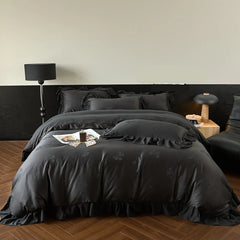 Black /White Butterfly knot jacquard Bedding Set - Muselune