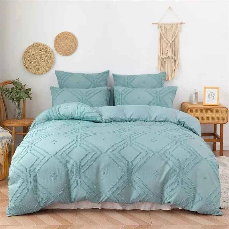 Geometric Floral Queen Bedding – Twin to King Duvet Cover & Pillowcases - Muselune