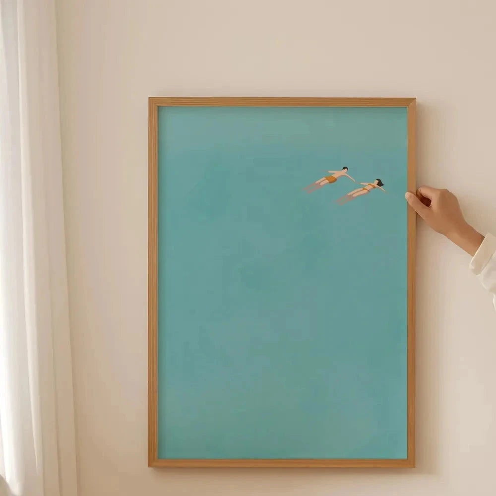 Summer Ocean Swimming Canvas – Modern Minimalist Wall Art - Muselune
