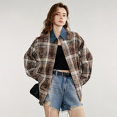 Autumn Plaid Long Sleeve Turn Down Shirt Muselune