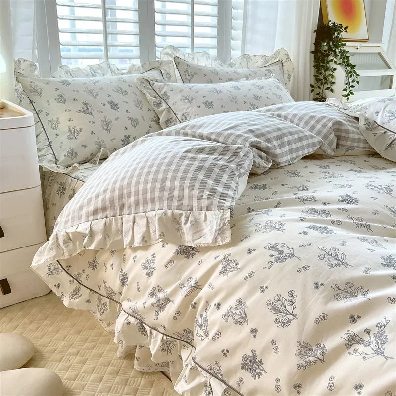 Floral Ruffle Quilt bedding – 100% Cotton - Muselune