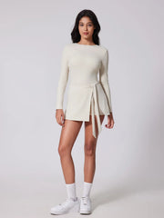 Sports Long Sleeve Backless Yoga Tennis Jumpsuit Dress Muselune