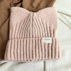 Cute Cat Ear Beanie Knitted Hap Muselune