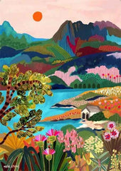 Colorful Mountain City Canvas – Abstract Travel-Inspired Wall Art - Muselune