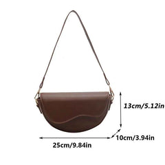 Vintage Solid Color Flap Small Saddle Shoulder Bag