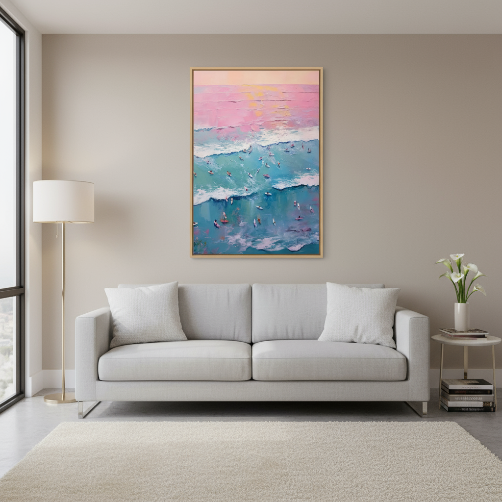 Summer Ocean Swimming Canvas – Modern Minimalist Wall Art Muse Living