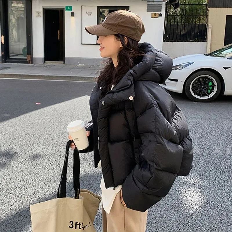Thick Warm Parkas Loose White Duck Pink Jacket Muselune