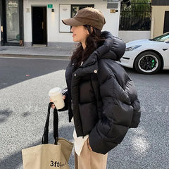 Thick Warm Parkas Loose White Duck Pink Jacket Muselune